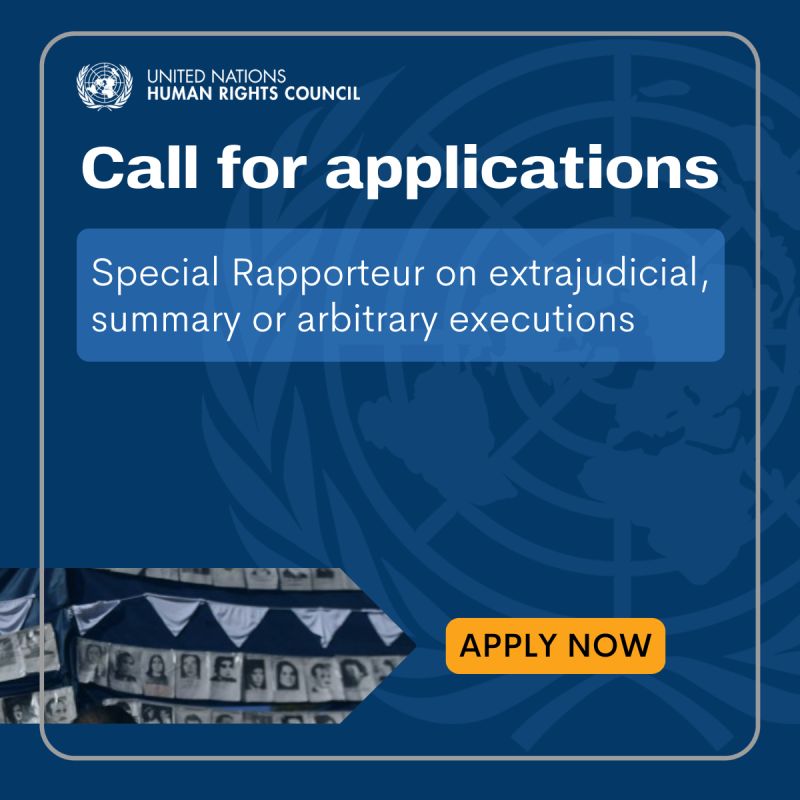 Call for Applications to Fill the Mandate of the UN Special Rapporteur on Extrajudicial, Summary or Arbitrary Executions